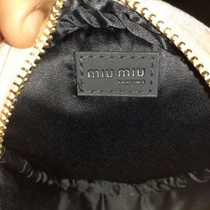 Miu Miu mini pink velvet circle pouch